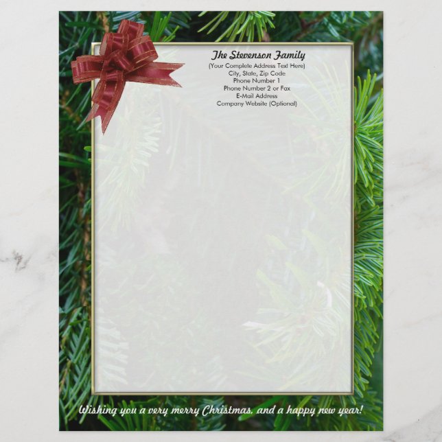 Family Christmas Letter, Personalised Letterhead (Front)