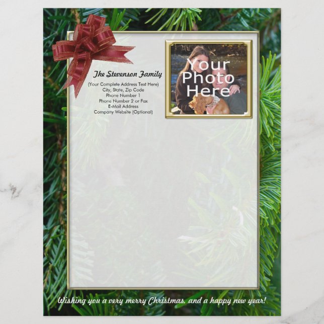 Family Christmas Letter, Photo Letterhead (Front)