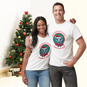 Family Christmas Llama And Wreath Design T-Shirt