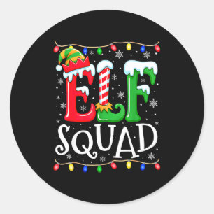 Family Christmas Matching Pajamas Elf Xmas Squad Classic Round Sticker