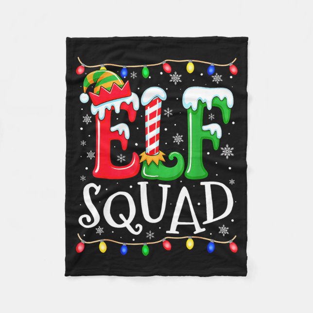 Family Christmas Matching Pajamas Elf Xmas Squad  Fleece Blanket (Front)