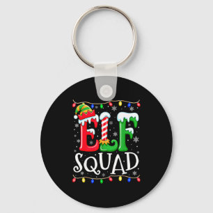 Family Christmas Matching Pajamas Elf Xmas Squad  Key Ring