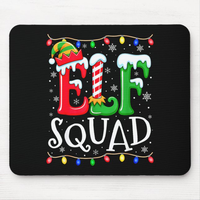 Family Christmas Matching Pajamas Elf Xmas Squad  Mouse Mat (Front)