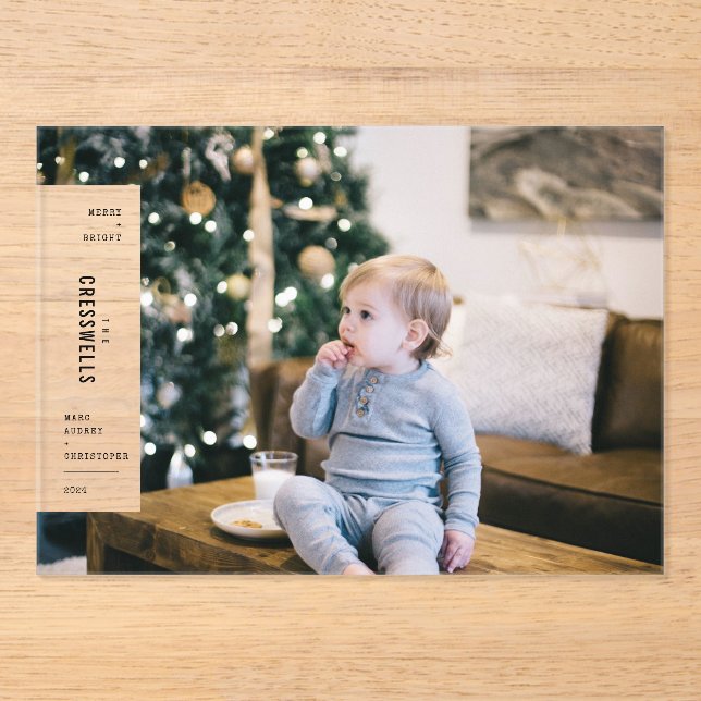 Family Christmas Minimalist Aesthetic Photo Acrylic Invitations (Front)