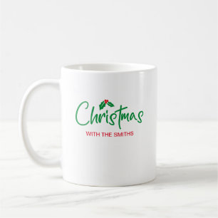 Family Christmas   Modern Minimalist Family Name  Coffee Mug