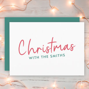 Family Christmas   Modern Minimalist Family Name Holiday Card