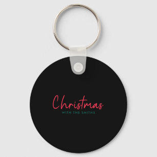 Family Christmas Modern Minimalist Family Name Key Ring