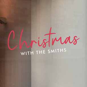 Family Christmas   Modern Minimalist Family Name Window Cling