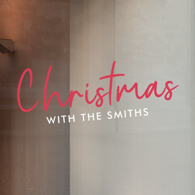 Family Christmas | Modern Minimalist Family Name Window Cling (Creator Uploaded)