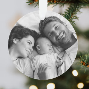 Family Christmas   Modern Turquoise Teal Photo Ornament