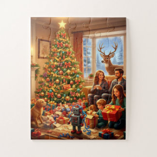 Family Christmas Morning Scene Jigsaw Puzzle