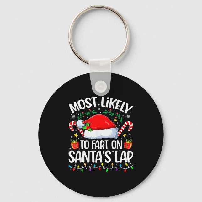 Family Christmas Most Likely To Fart On Santa's La Key Ring (Front)