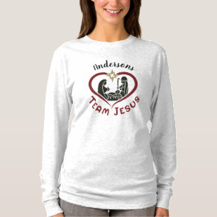 Family Christmas Nativity Scene Team Jesus T-Shirt