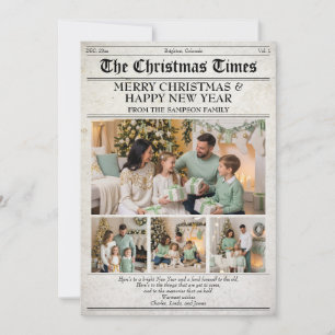 Family Christmas Newspaper Photo Newsletter Holiday Card