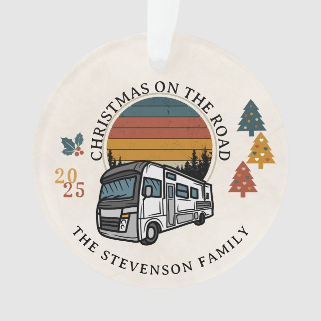 Family Christmas on the Road RV Ornament (Front)