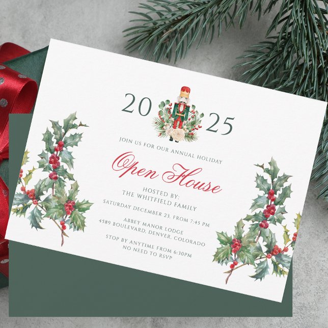 Family Christmas Open House Berries Holiday Invitation (Family Christmas Open House Berries Holiday Invitation)