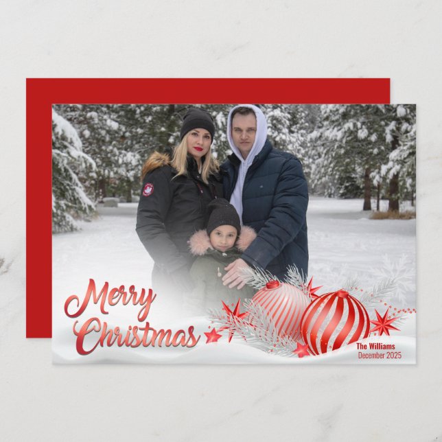 Family Christmas Ornaments Holiday Photo Card (Front/Back)