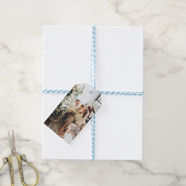 Family Christmas Own Photo  – Festive Gift Tag (With Twine)