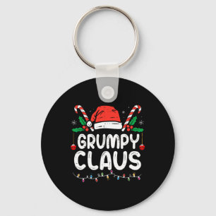 Family Christmas Pajama Xmas Lights Grumpy Claus Key Ring