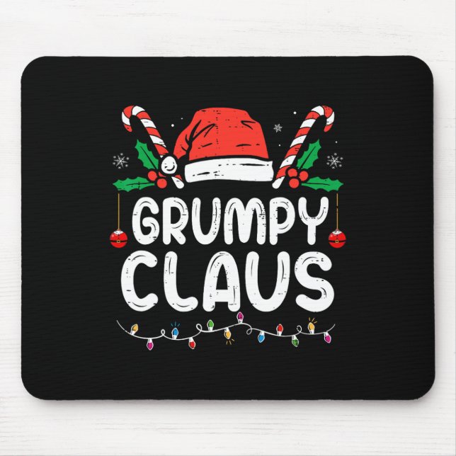 Family Christmas Pajama Xmas Lights Grumpy Claus  Mouse Mat (Front)