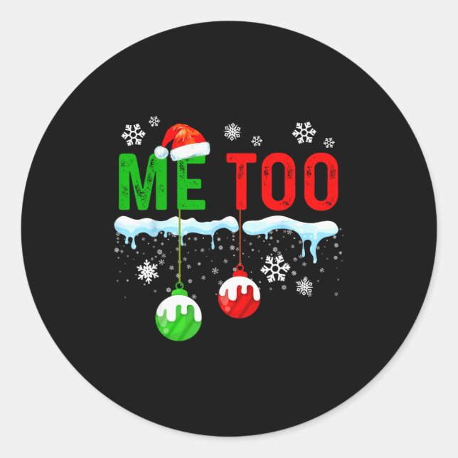 Family Christmas Pajamas Matching Couple Holiday H Classic Round Sticker (Front)