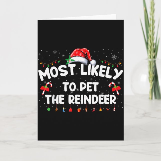 Family Christmas Pajamas Most Likely To Pet The Re Card (Front)