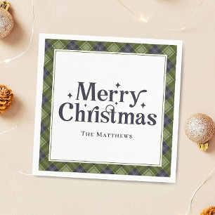 Family Christmas Party Classic Plaid Retro Napkin