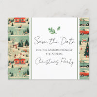 Family Christmas Party Retro Save the Date 