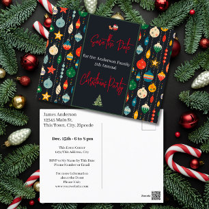 Family Christmas Party Save the Date Ornaments Postcard
