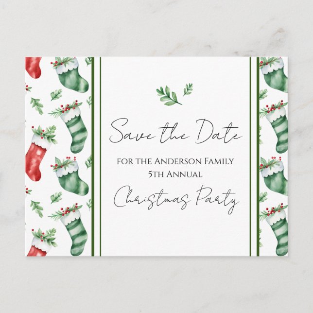 Family Christmas Party Save the Date Postcard (Front)