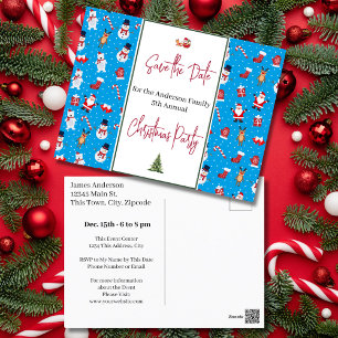 Family Christmas Party Save the Date Snowman Postcard