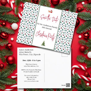 Family Christmas Party Save the Date Trees Postcard
