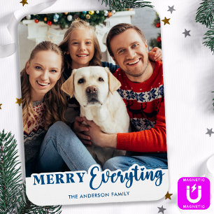 Family Christmas Personalised Modern Simple Photo Magnet