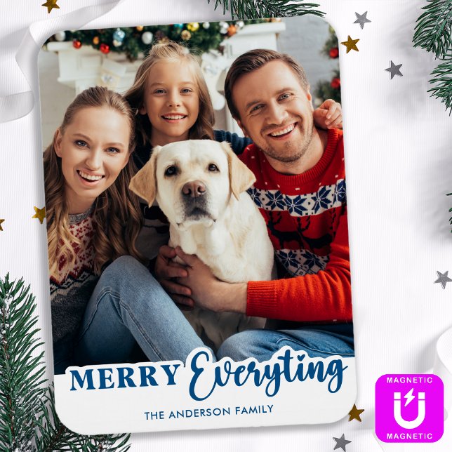 Family Christmas Personalised Modern Simple Photo Magnet (Creator Uploaded)