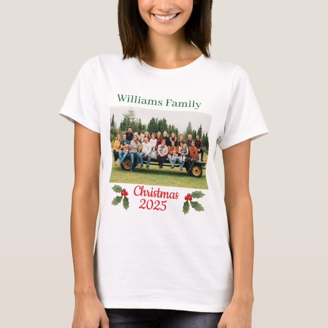 Family Christmas Personalize Name & Photo T-shirt (Front)