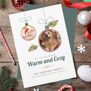 Family Christmas Pet Photo Collage Modern Holiday Card