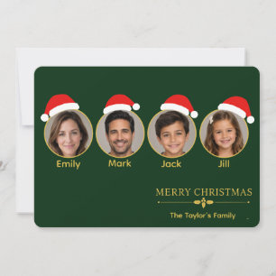 Family Christmas Photo Card with Santa Hats