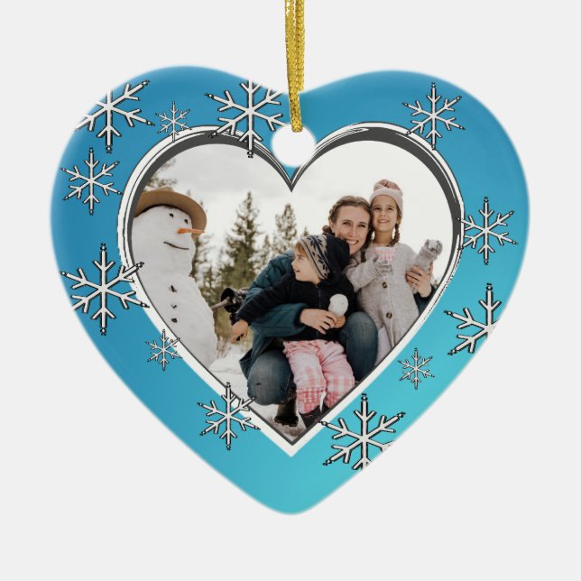 Family Christmas Photo Ceramic Tree Decoration (Front)