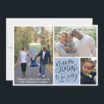 Family Christmas Photo Collage<br><div class="desc">A modern cheerful happy family Christmas photo 3 photos collage greeting card for the holidays with blue and green hues. The script calligraphy type reads: tis the season to be jolly. Spread some cheer this holiday season with your family photos and a cheerful quote.</div>
