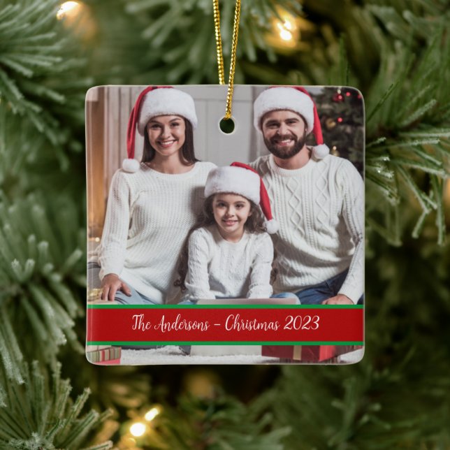 Family Christmas Photo Heirloom Ornament (Tree)