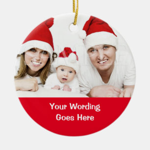 Family christmas photo holiday greeting xmas ceramic tree decoration