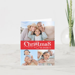 FAMILY CHRISTMAS PHOTO stylish typography red Holiday Card