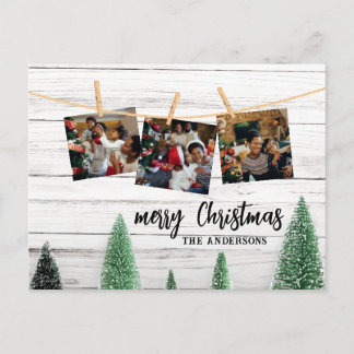 Family Christmas photos rustic postcard