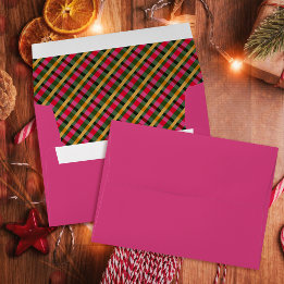 Family Christmas Plaid Red Envelope