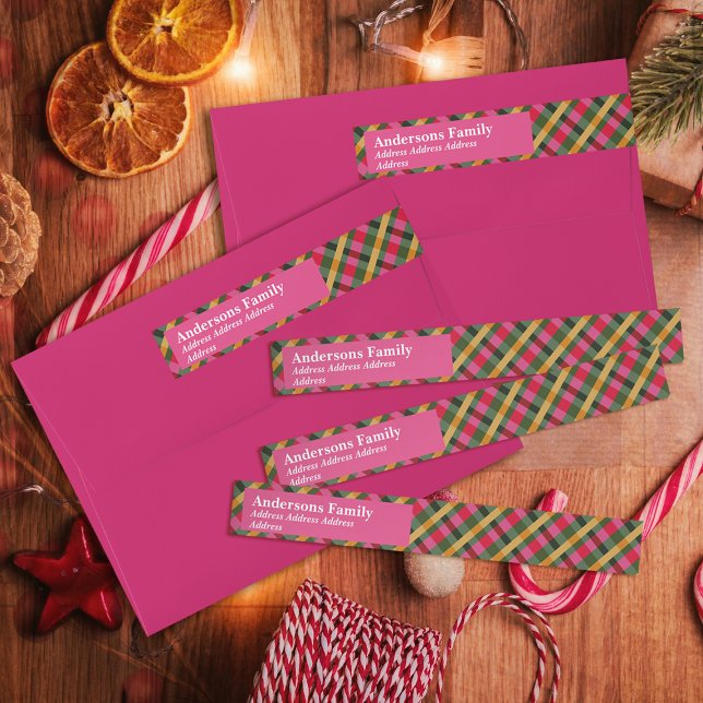 Family Christmas Plaid Red Wrap Around Label (Creator Uploaded)