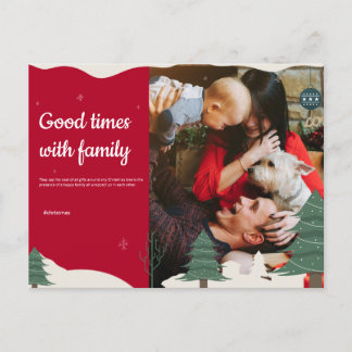 Family Christmas Post card with baby and dog