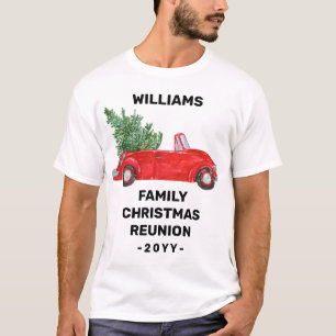 Family Christmas Reunion Personalised Red Car T-Shirt