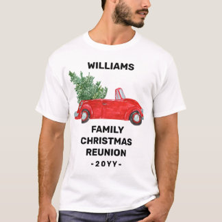 Family Christmas Reunion Personalised Red Car T-Shirt