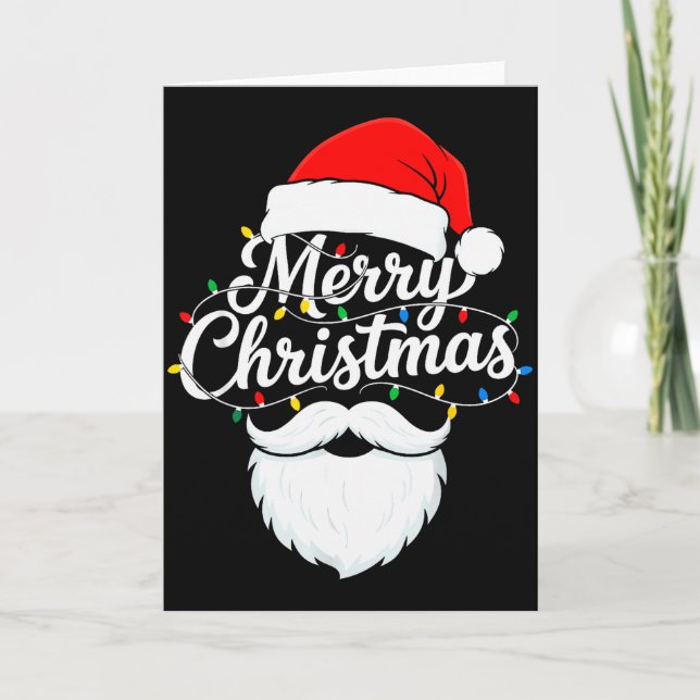 Family Christmas Santa Beard Xmas Matching Pajamas Card (Front)