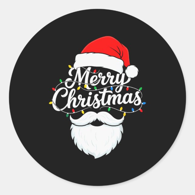 Family Christmas Santa Beard Xmas Matching Pajamas Classic Round Sticker (Front)